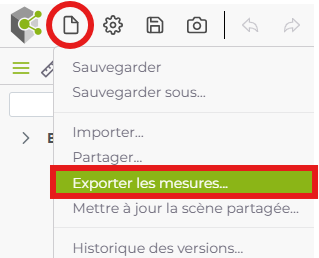 Menu Exporter les mesures